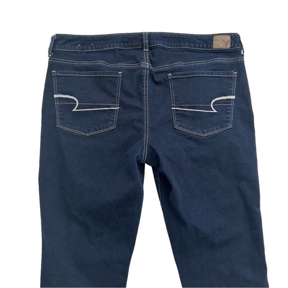American Eagle Jeans Dark Wash Super Stretch Straight Leg Denim Size 16 Long - Picture 6 of 11